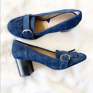 Adrienne Vittadini Blue Suede Ginty Pump Heel